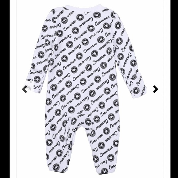 Converse Logo Script Footed Coverall Baby Onesie - Picture 2 of 7